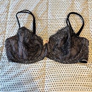 Elegant Lace Black Unlined Demi Bra